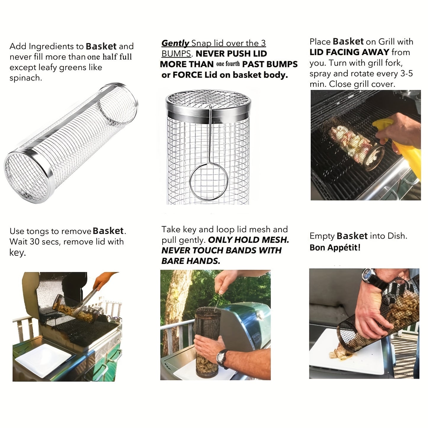 Stainless Steel BBQ Grill Basket for Outdoor Cooking