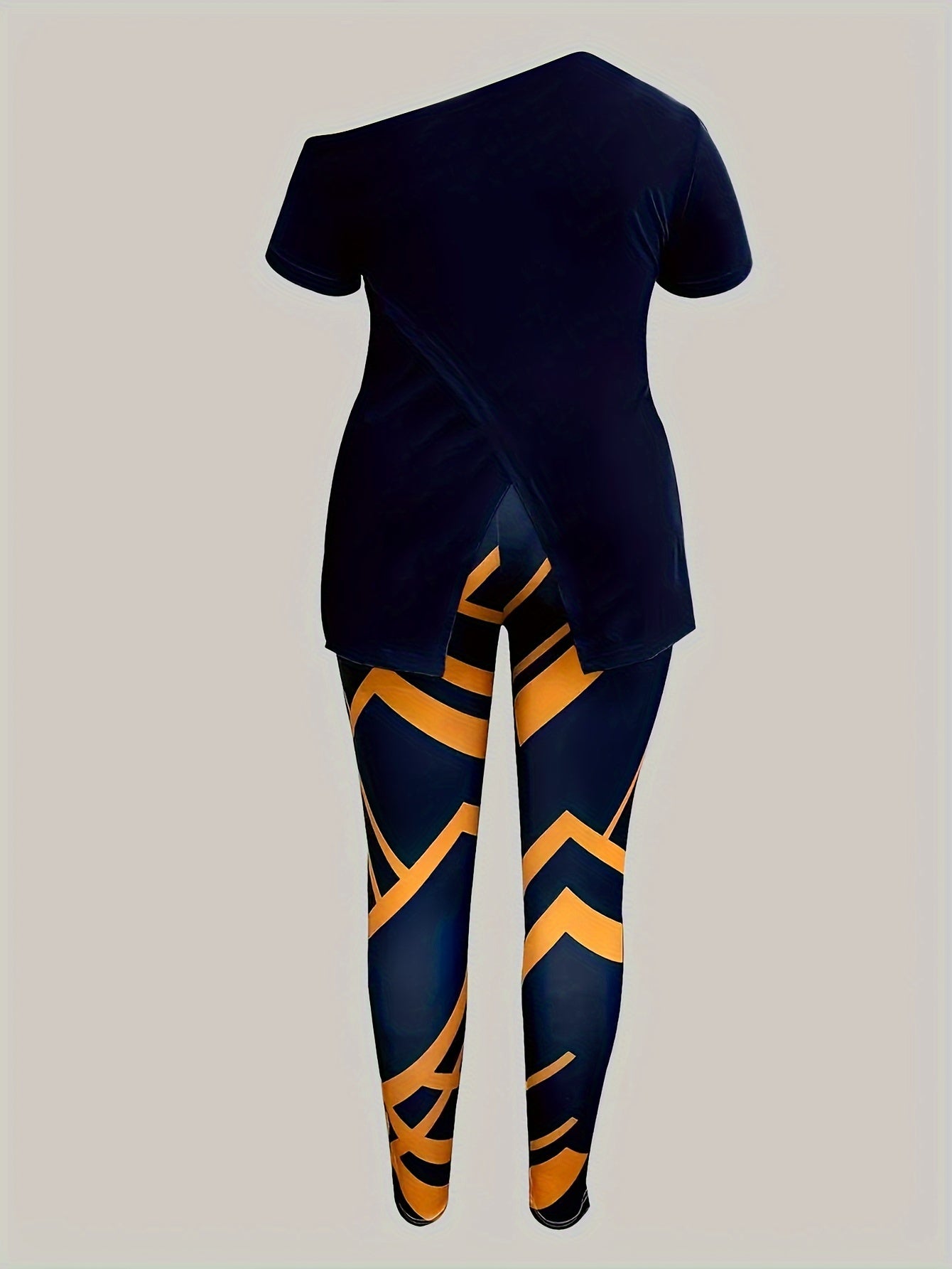 Women's Two-Piece Faith Print Split Shoulder Top and Slim Pants Set