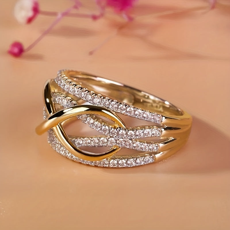 Mother & Daughter Ring Infinity Design Paved Shining Zirconia