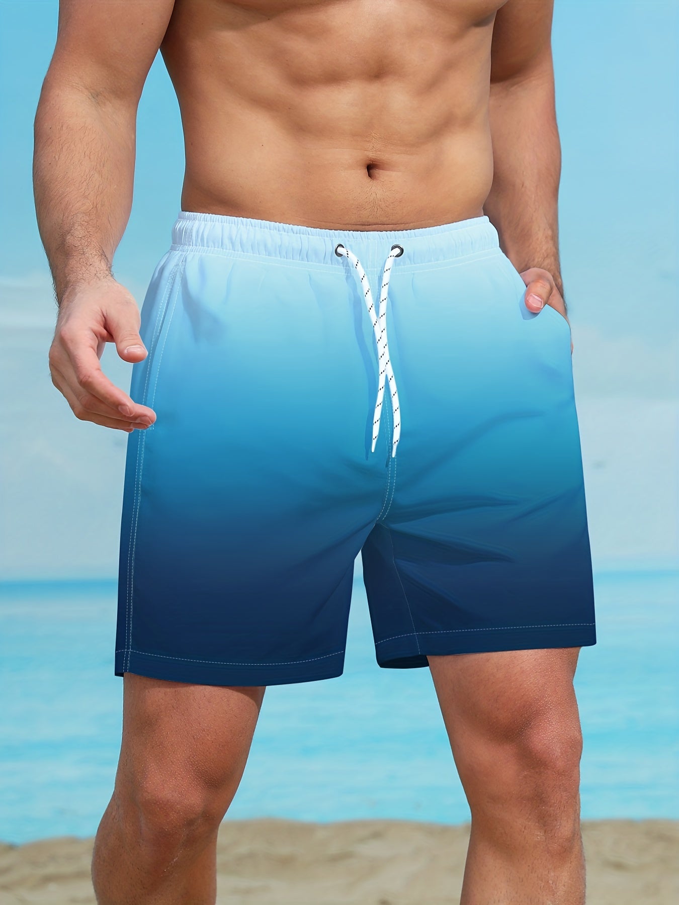 Quick-drying Drawstring Men's Swim Trunks