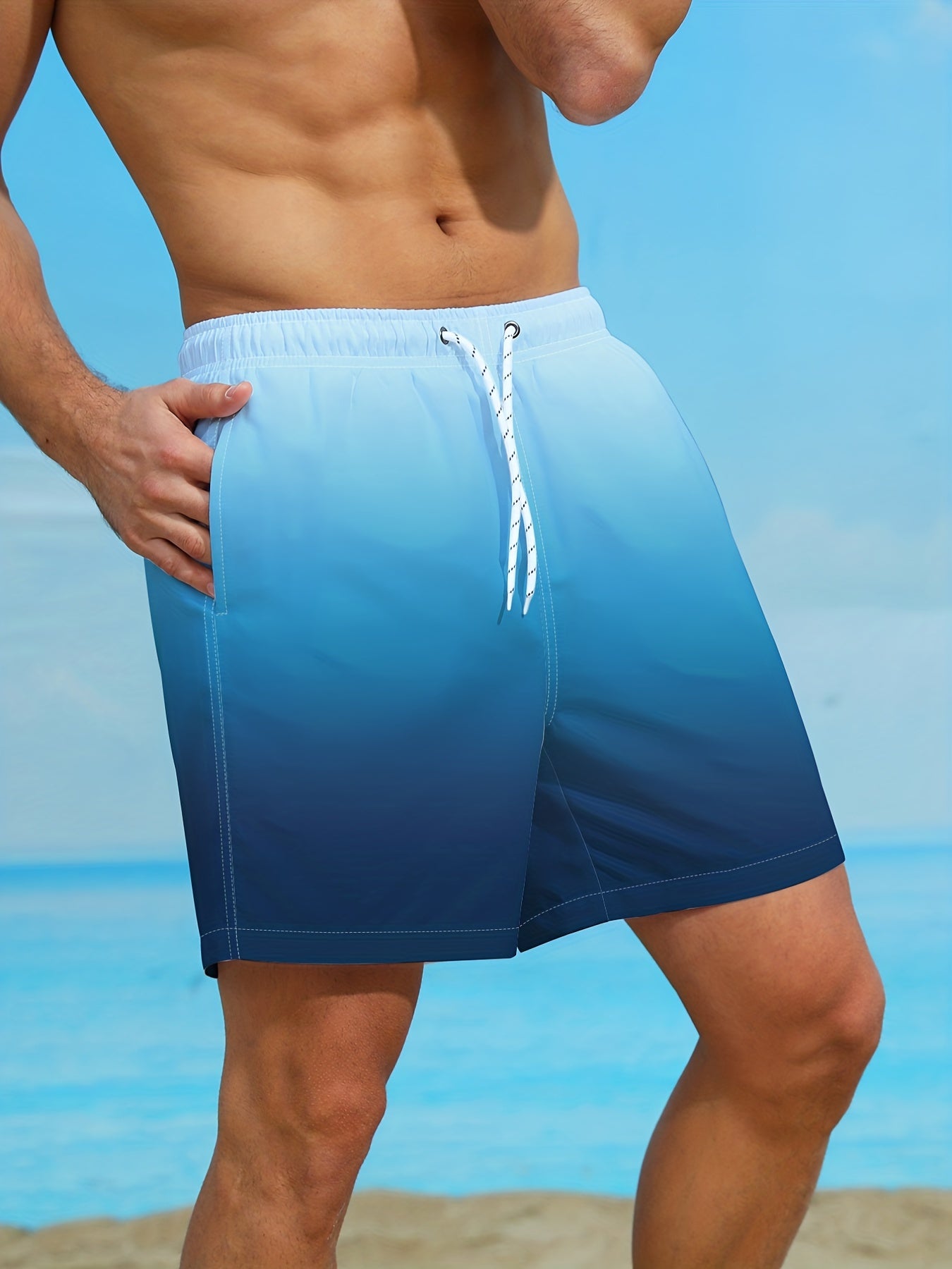 Quick-drying Drawstring Men's Swim Trunks