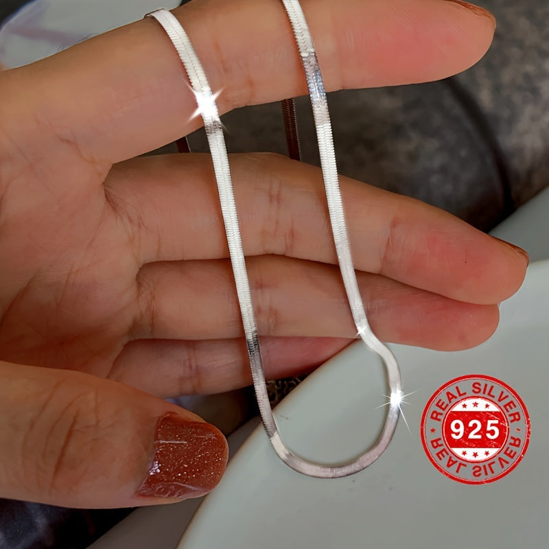 925 Sterling Silver Thin Flat Snake Bone Chain Necklace Elegant Neck Chain Jewelry With Gift Box