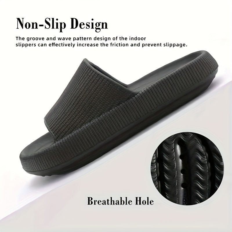 Men's Solid EVA Slides - Casual Non Slip Slippers, Open Toe