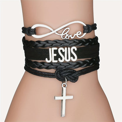Jesus Cross Braided Bracelet