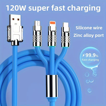 Multi-Charging Cable - 3-In-1 Ultra-Fast Charging Cable for iPhone, Samsung, Xiaomi, and More