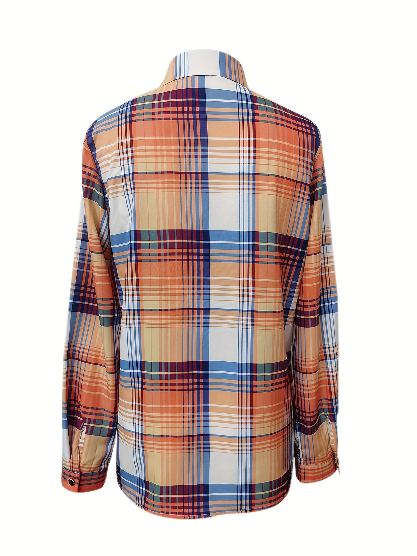 Women's Casual Plaid Pattern Button Front Long Sleeve Shirt