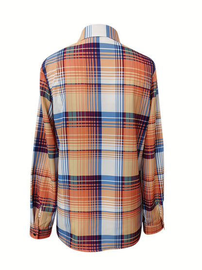Women's Casual Plaid Pattern Button Front Long Sleeve Shirt