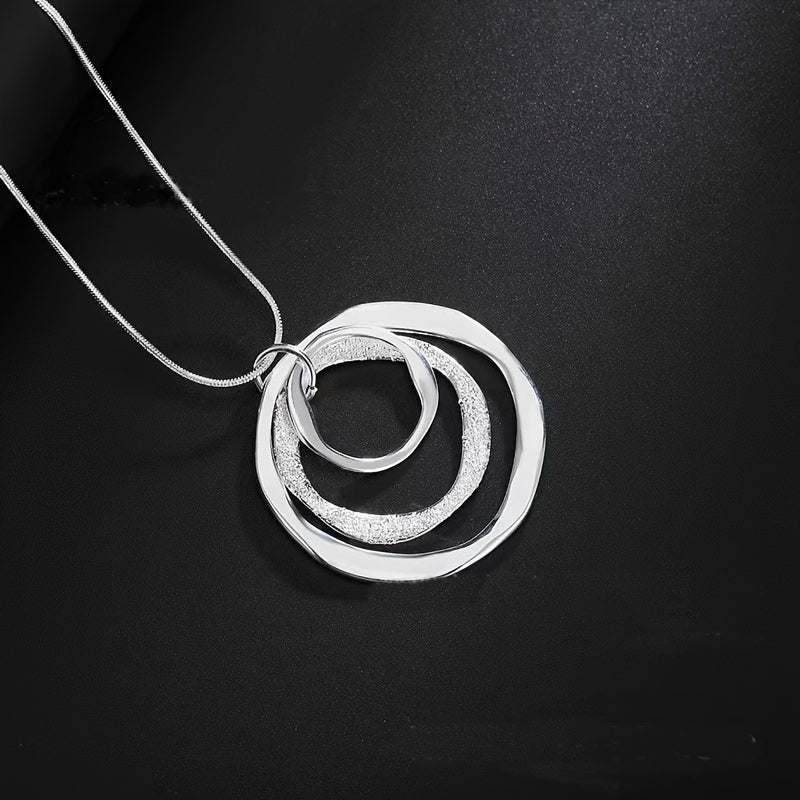 Silver Triple Ring Pendant Necklace: Stylish and Versatile Jewelry
