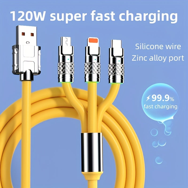 Multi-Charging Cable - 3-In-1 Ultra-Fast Charging Cable for iPhone, Samsung, Xiaomi, and More