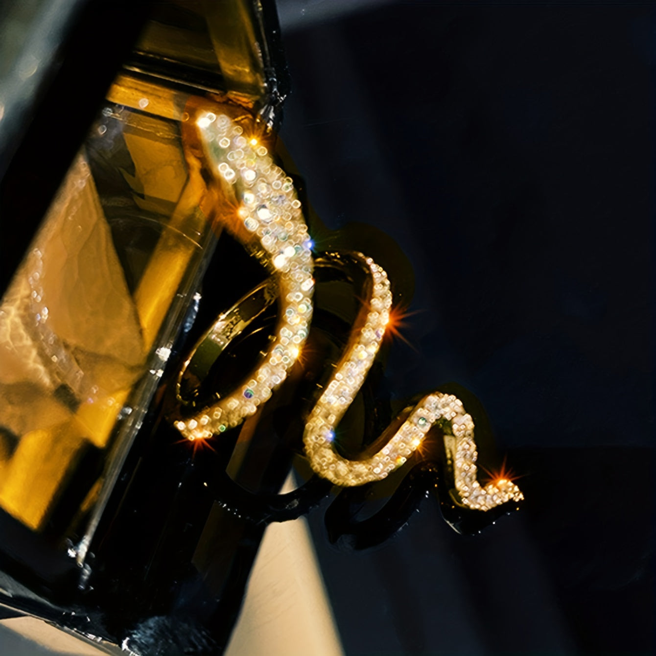 Chic Snake Wrap Ring with Paved Rhinestones