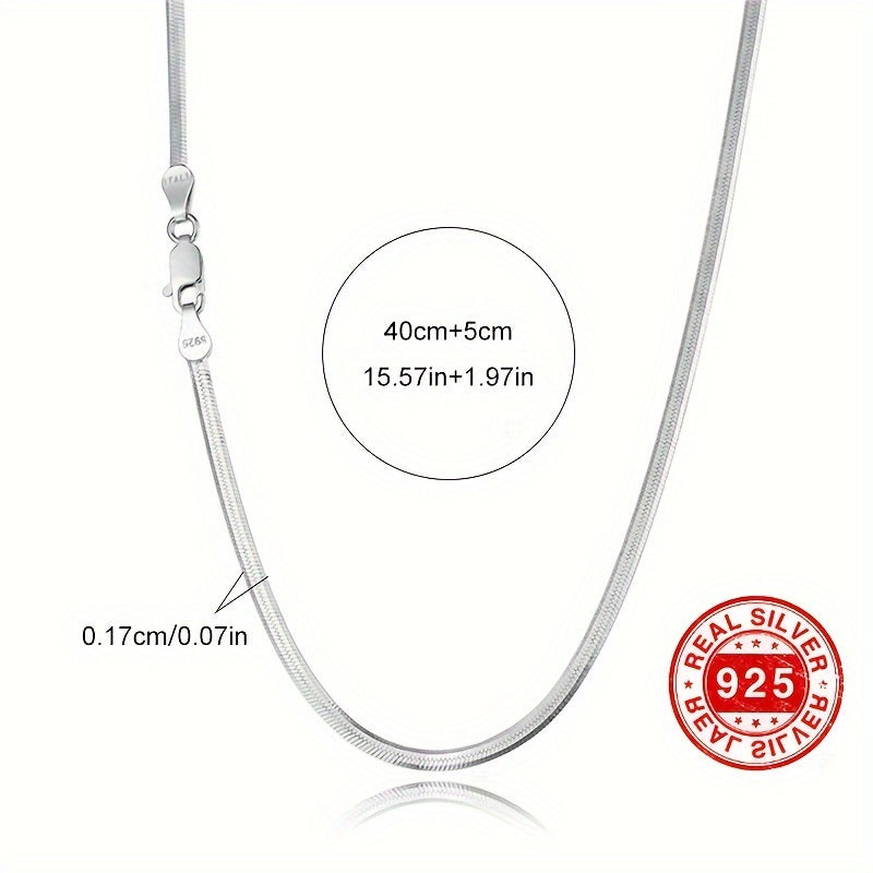 925 Sterling Silver Thin Flat Snake Bone Chain Necklace Elegant Neck Chain Jewelry With Gift Box