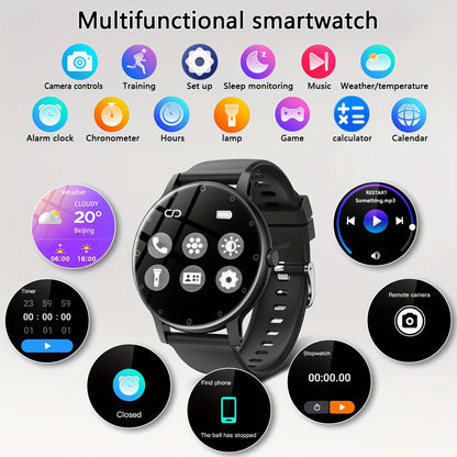 Smart Watch 1.39” Full Touch Screen - Sleep Tracker, Wireless Call, Pedometer, Music Control, 100+ Sport Modes - Ai Control, Games - Fitness Smart Bracelet for Android/iOS