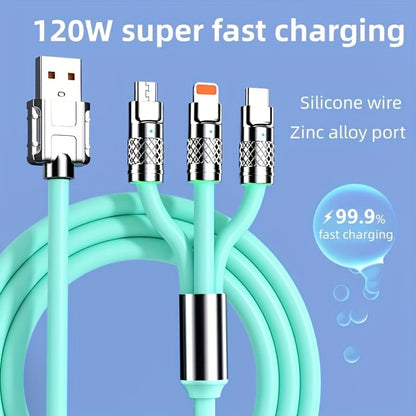 Multi-Charging Cable - 3-In-1 Ultra-Fast Charging Cable for iPhone, Samsung, Xiaomi, and More