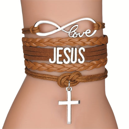 Jesus Cross Braided Bracelet
