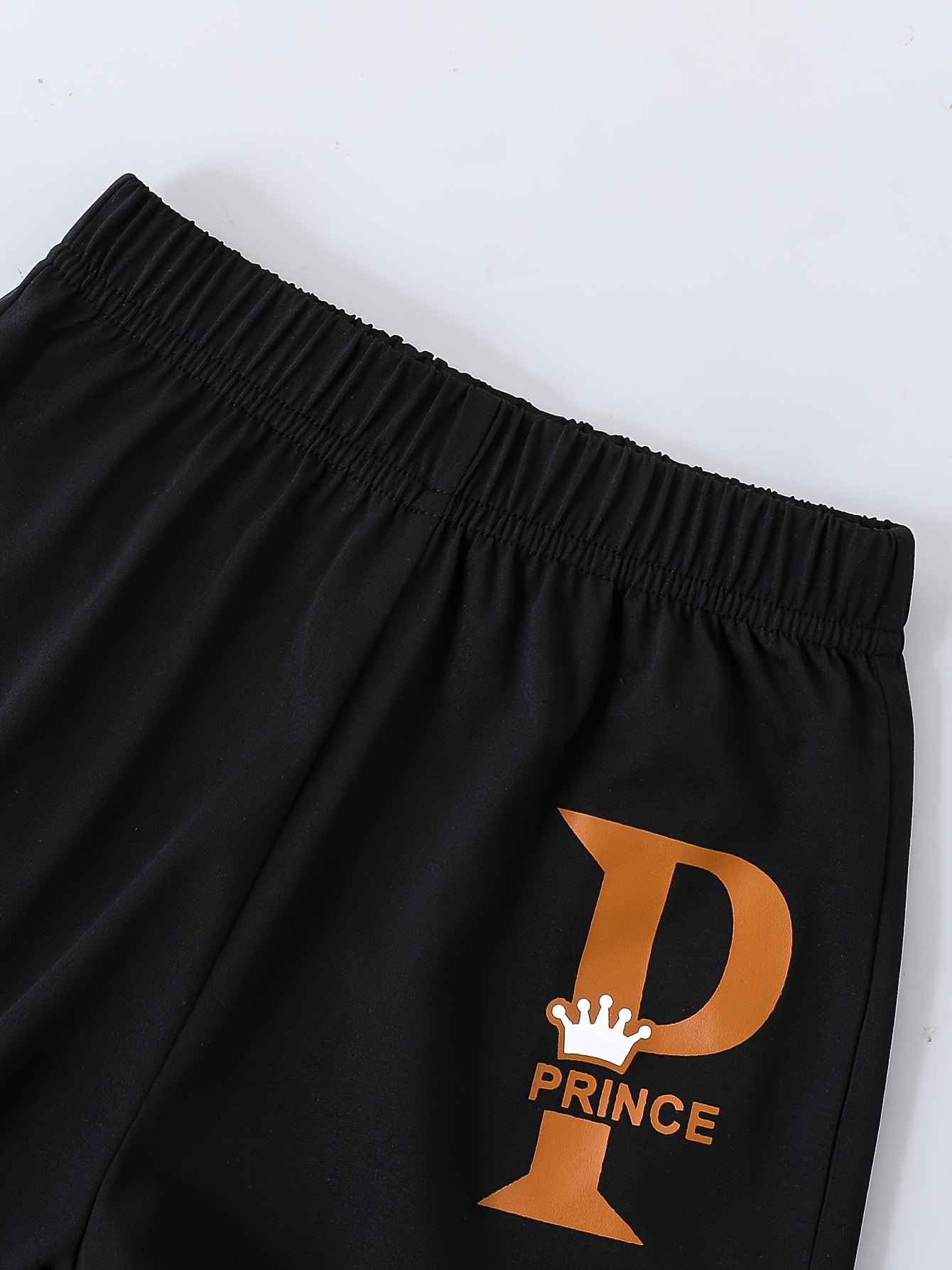 Boys Casual PRINCE Letter Graphic Print 2-Piece Short Sleeve T-shirt & Shorts Set
