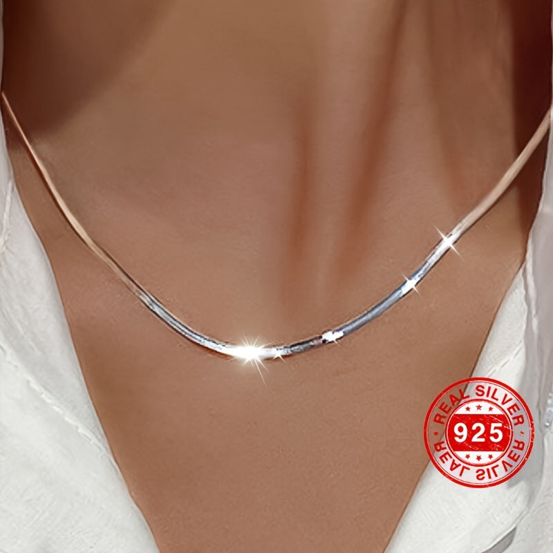 925 Sterling Silver Thin Flat Snake Bone Chain Necklace Elegant Neck Chain Jewelry With Gift Box