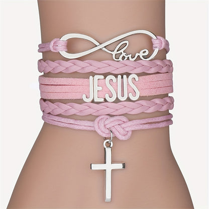 Jesus Cross Braided Bracelet