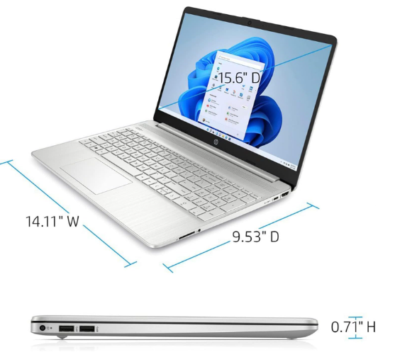 HP HD Touchscreen Notebook Laptop 15.6" - Intel Core i3, 32GB RAM, 1TB SSD, Windows 11, Silver