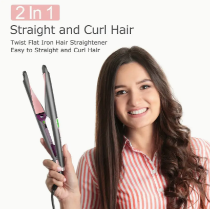 2-in-1 Hair Straightener & Curler – ANGENIL Dual Voltage Combo for Perfect Curls & Sleek Styles