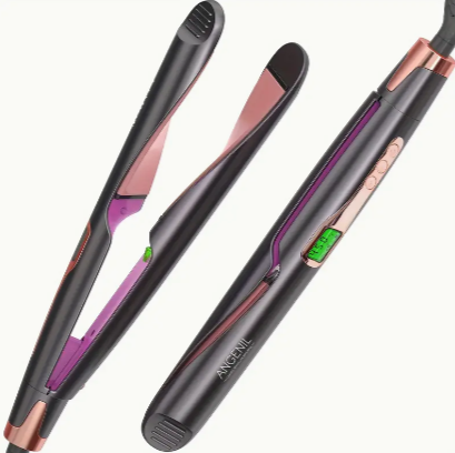 2-in-1 Hair Straightener & Curler – ANGENIL Dual Voltage Combo for Perfect Curls & Sleek Styles