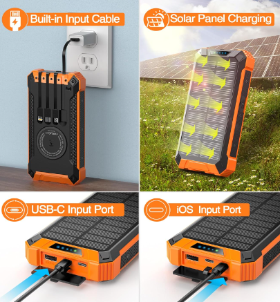 Ultimate 10000mAh Portable Solar Power Bank with Dual USB or MulltiPorts, LED Flashlight & Compass – Your Perfect Outdoor Emergency Charger