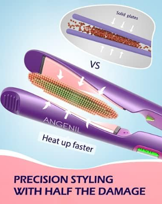 2-in-1 Hair Straightener & Curler – ANGENIL Dual Voltage Combo for Perfect Curls & Sleek Styles