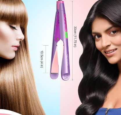 2-in-1 Hair Straightener & Curler – ANGENIL Dual Voltage Combo for Perfect Curls & Sleek Styles