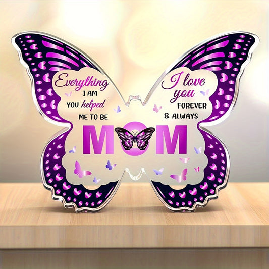 Unique Butterfly-Shaped Acrylic Plaque - Perfect Gift for Mom