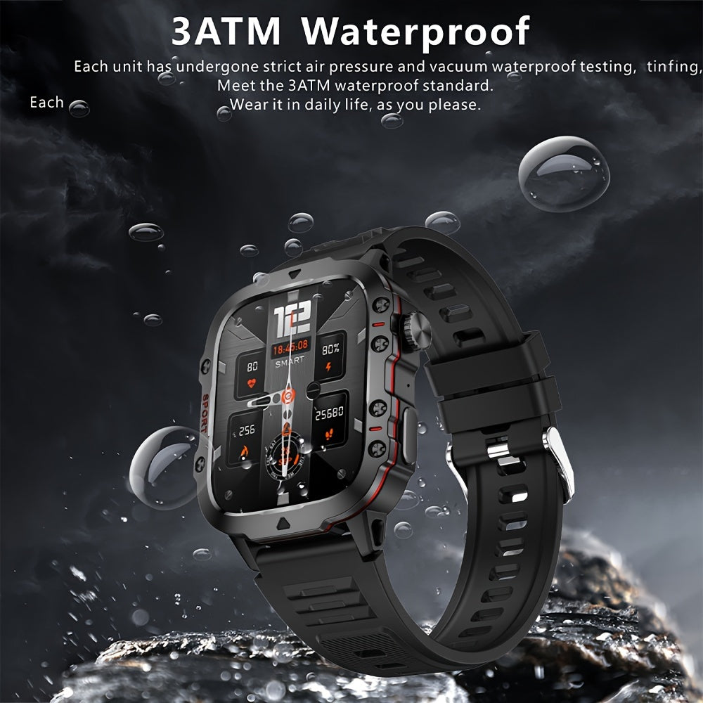 Men's Smartwatch - 1.96" Large Touch Screen, Call Answering, Fitness Tracking with 100+ Sports Modes, 3ATM Waterproof