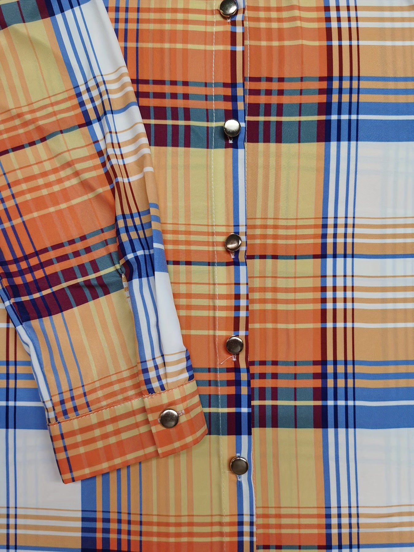 Women's Casual Plaid Pattern Button Front Long Sleeve Shirt