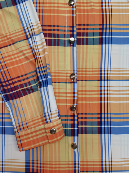 Women's Casual Plaid Pattern Button Front Long Sleeve Shirt