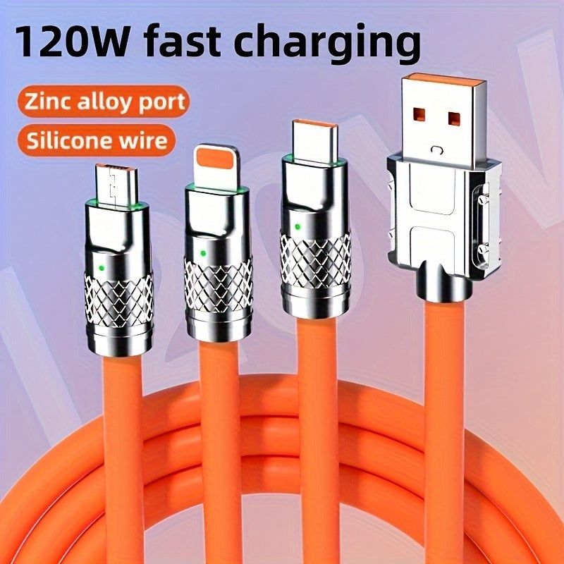 Multi-Charging Cable - 3-In-1 Ultra-Fast Charging Cable for iPhone, Samsung, Xiaomi, and More