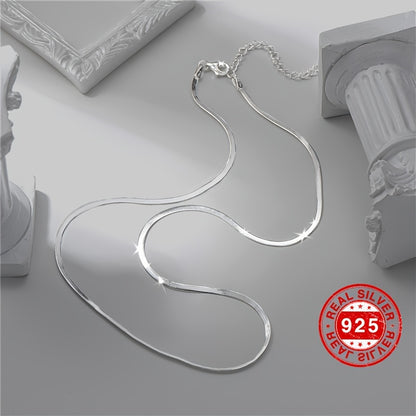 925 Sterling Silver Thin Flat Snake Bone Chain Necklace Elegant Neck Chain Jewelry With Gift Box