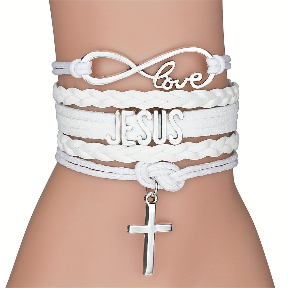 Jesus Cross Braided Bracelet