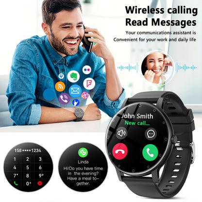 Smart Watch 1.39” Full Touch Screen - Sleep Tracker, Wireless Call, Pedometer, Music Control, 100+ Sport Modes - Ai Control, Games - Fitness Smart Bracelet for Android/iOS