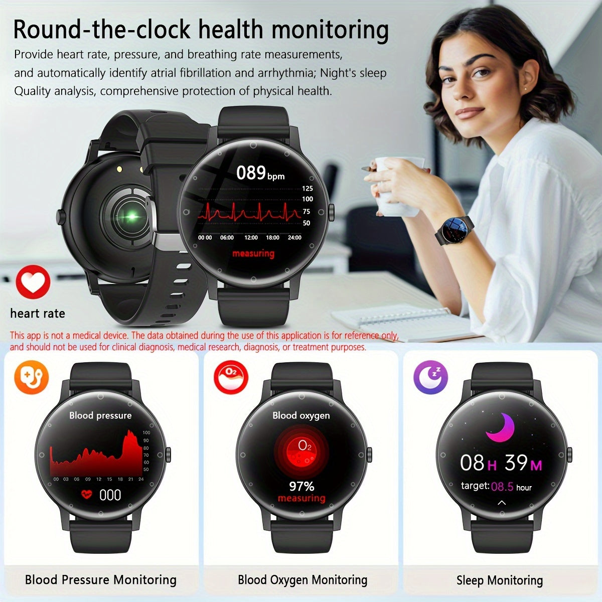 Smart Watch 1.39” Full Touch Screen - Sleep Tracker, Wireless Call, Pedometer, Music Control, 100+ Sport Modes - Ai Control, Games - Fitness Smart Bracelet for Android/iOS